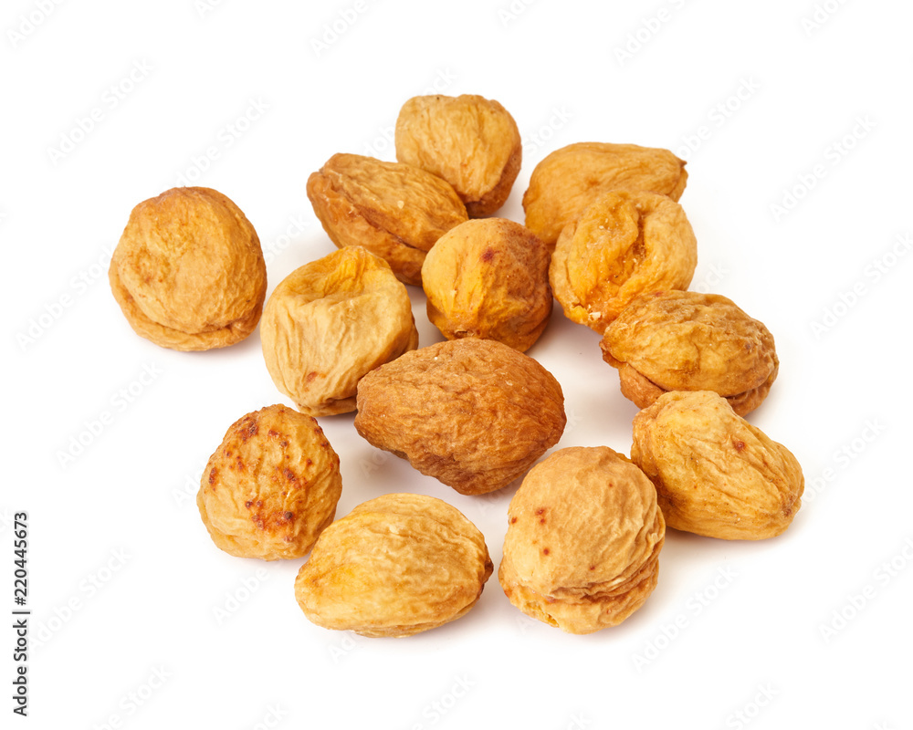 Sun dried apricots isolated on white background. Sun dried apricots isolated on white background.