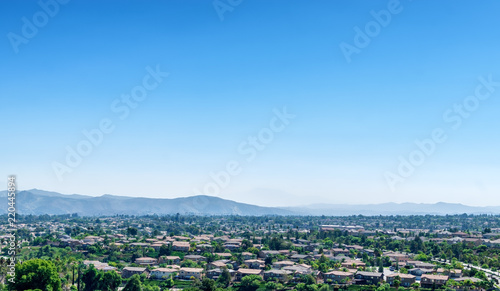 Southern California houses in inland empire area on hot summer day