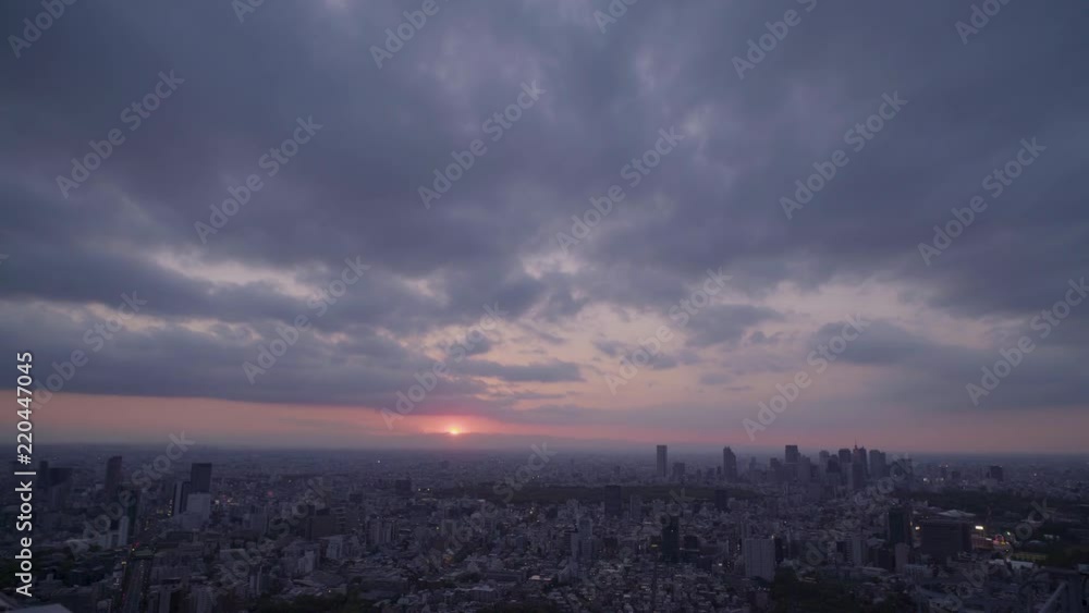 Tokyo skyline at sunset from roppngi hills. 25fps. Tokyo skyline at sunset from roppngi hills. 25fps.