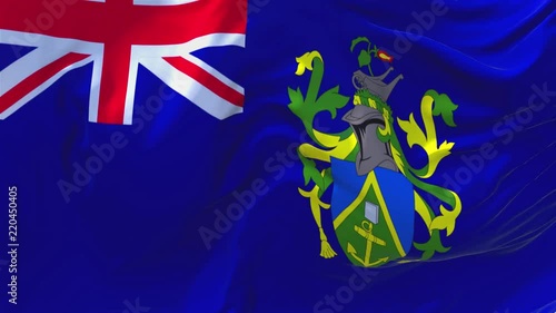 28. Pitcairn Islands Flag Waving in Wind Slow Motion Animation . 4K Realistic Fabric Texture Flag Smooth Blowing on a windy day Continuous Seamless Loop Background. photo