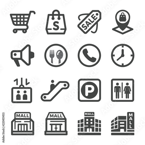 shopping mall icon set