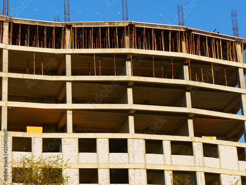  Concrete building under construction. Construction site.