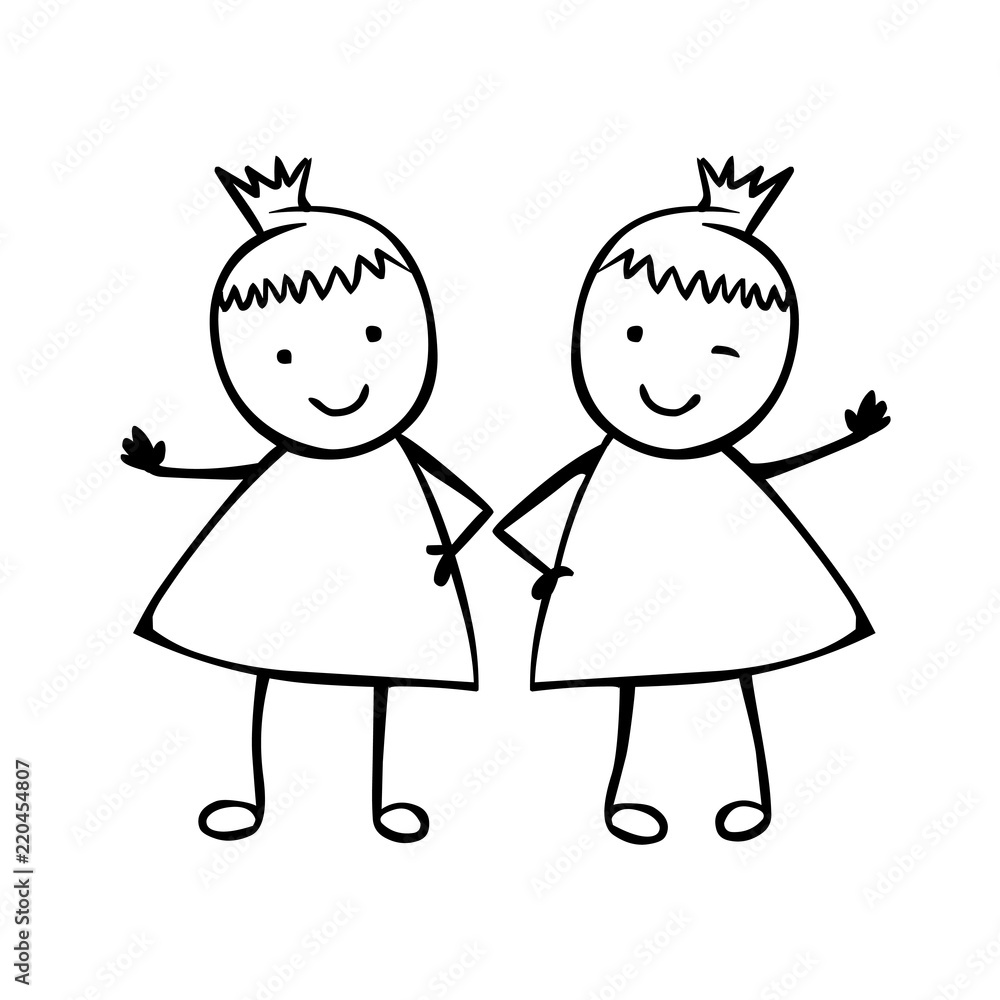 Twins girls. Sisters. Linear people Twins girls. Sisters. Linear people
