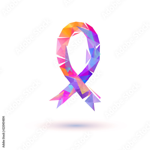 Geometric pink ribbon. Brreast cancer awareness symbol