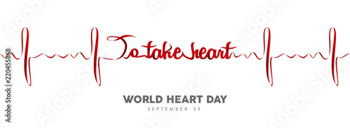 World Heart Day banner of red heartbeat line