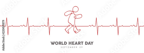 World Heart Day heartbeat banner for health care
