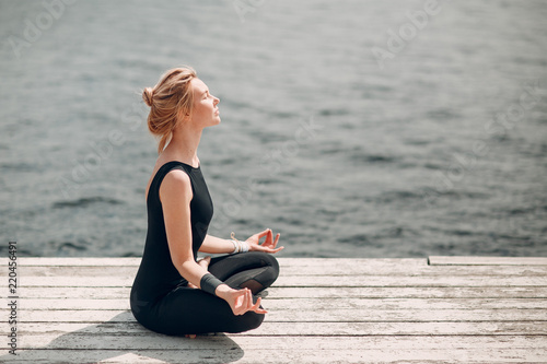 Young woman doing yoga practice