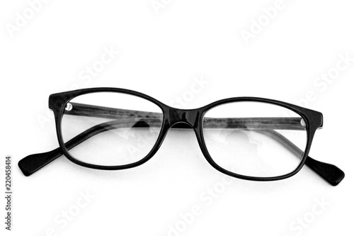 lunettes noires de femme,isolé,fond blanc photo