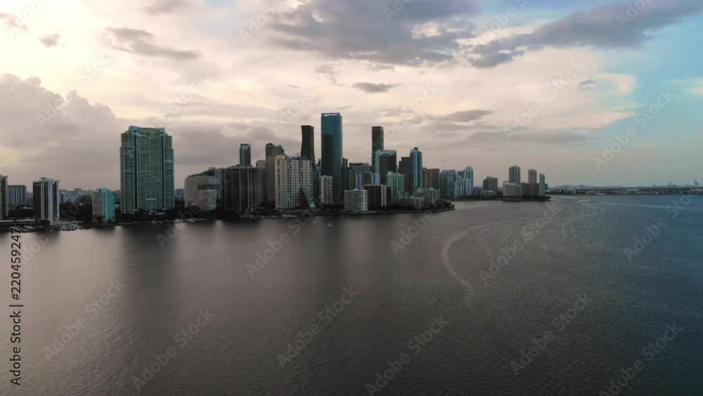 Aerial view of downtown Miami from Biscayne Bay. Aerial view of downtown Miami from Biscayne Bay.