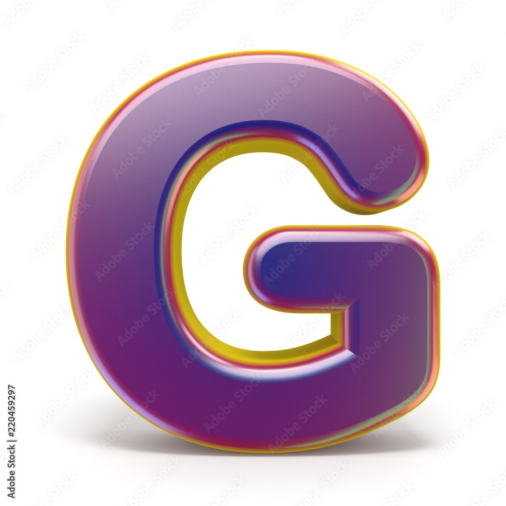 Letter G purple font yellow outlined 3D Letter G purple font yellow outlined 3D