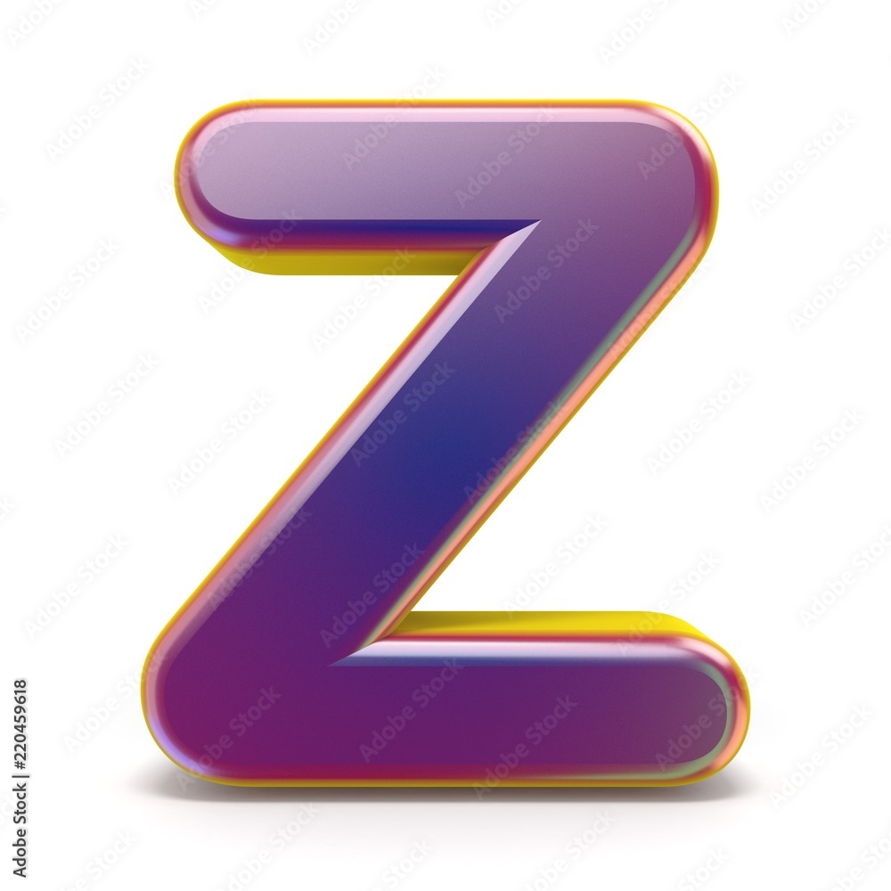 Letter Z purple font yellow outlined 3D Letter Z purple font yellow outlined 3D