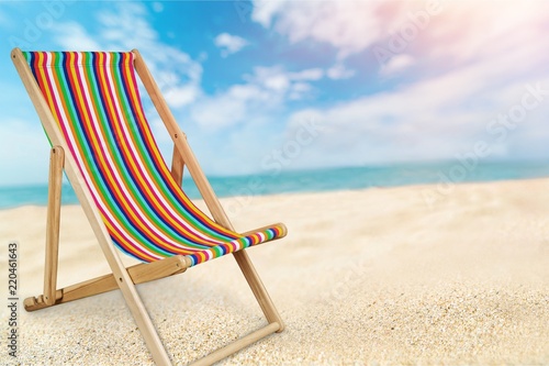 Canvas Print Deckchair isolated on a white background