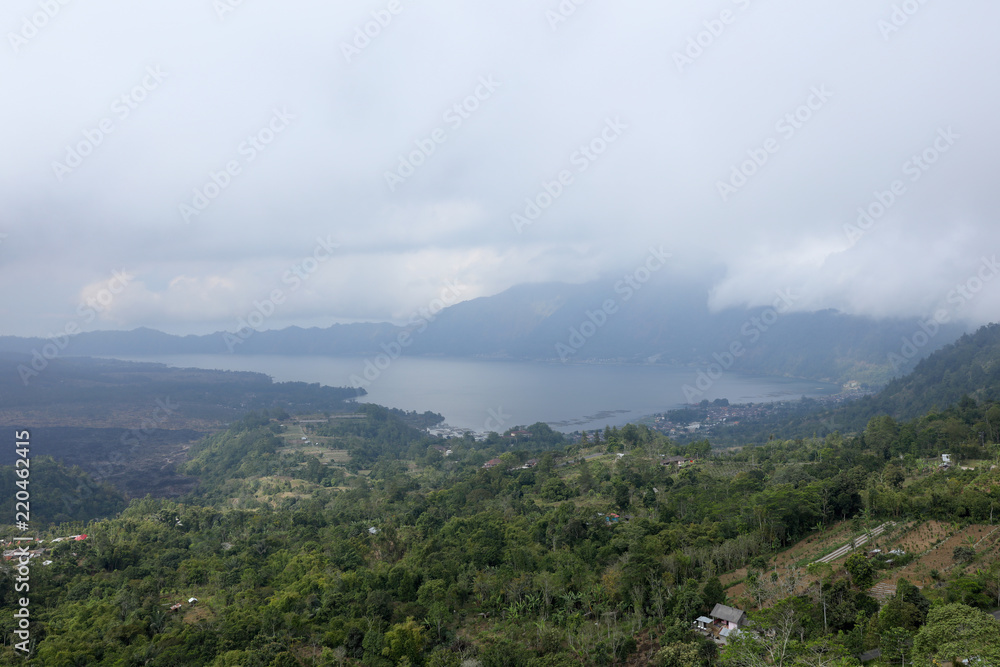 Obraz premium Batur Volcano and lake view, Kintamani village, Bali, Indonesia.