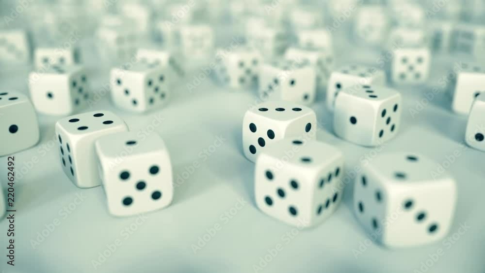 Many gambling dices. Casino or chance related loopable motion background Many gambling dices. Casino or chance related loopable motion background