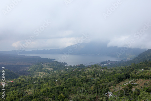 Batur Volcano and lake view, Kintamani village, Bali, Indonesia.