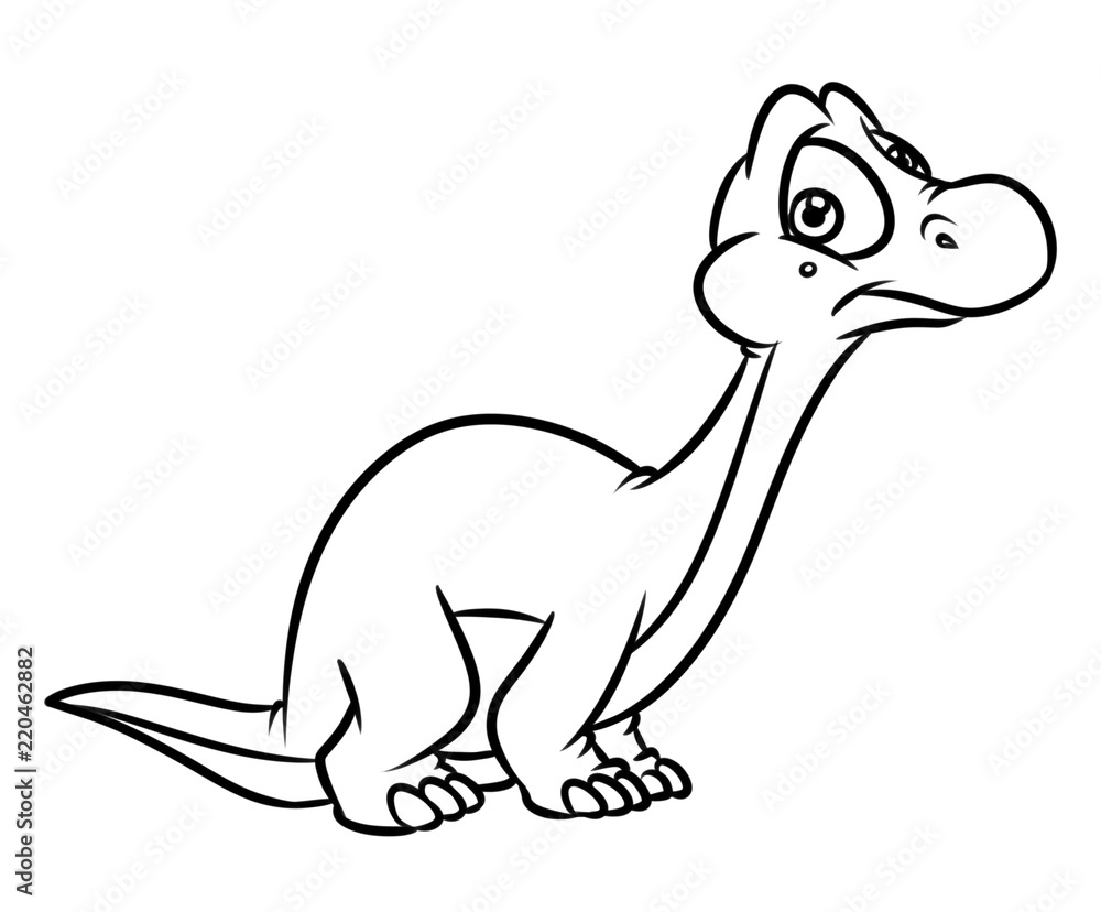 Fototapeta premium Dinosaur Diplodocus wonder cartoon illustration isolated image coloring page 