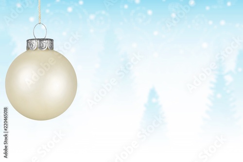 White Christmas Ball on blurred background