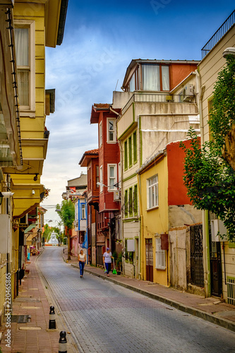 Istanbul, Turkey. Sultanahmed. Colored houses on the streets of the old city.