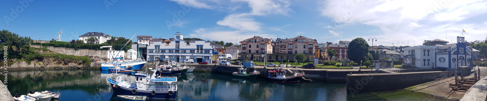 Panoramic landscape of the seaport of Puerto de Vega, Asturias - Spain