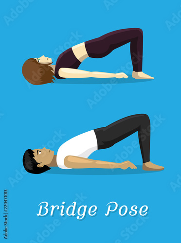 Manga Style Cartoon Yoga Bridge Pose