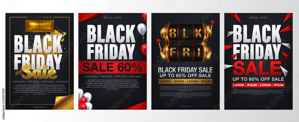 Black Friday Sale flyers collection for business, commerce, promotion and advertising