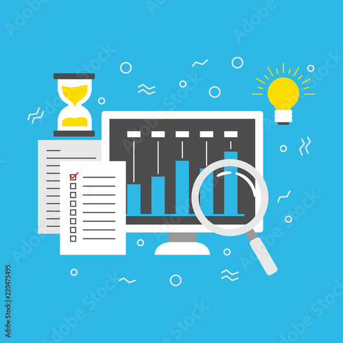 Business innovation research statistic observation and development with data illustration