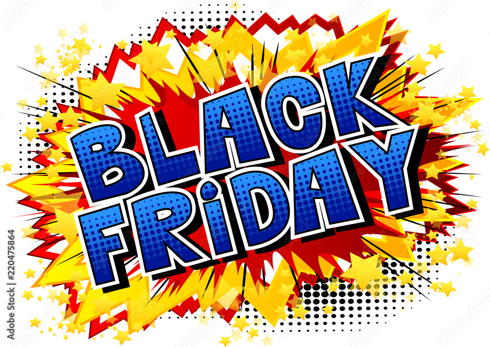 Obraz premium Black Friday - Comic book style word on abstract background.