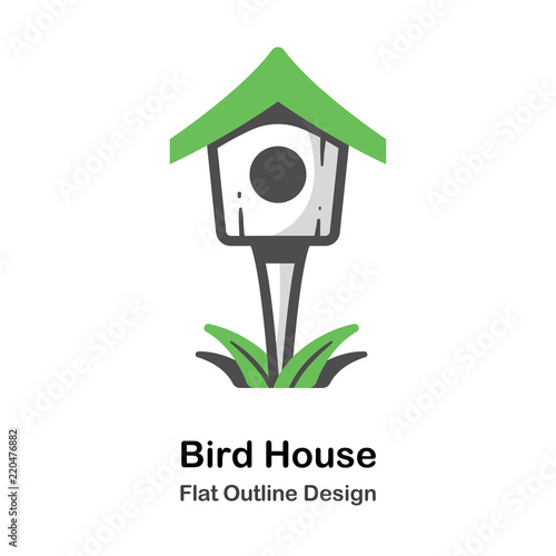 Bird house Outline Flat illustration
