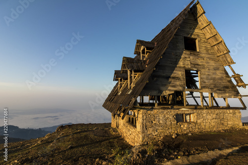 The iconic cabin next to Dieguez Olaverri view point in the Sierra de los Cuchumatanes, Huehuetenango, Guatemala photo