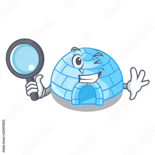 Detective cartoon dome igloo ice house snow