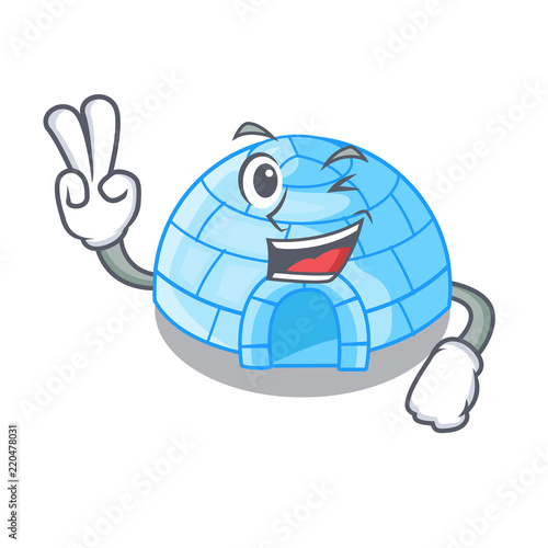 Two finger cartoon dome igloo ice house snow