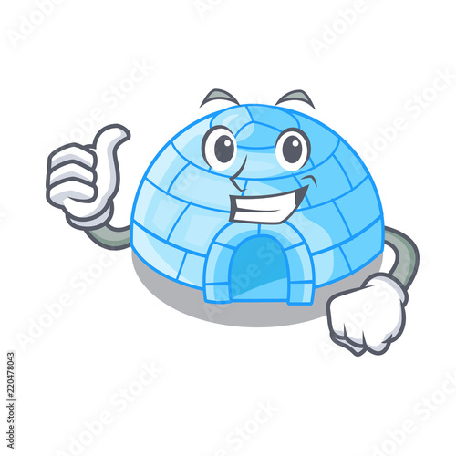 Thumbs up cartoon dome igloo ice house snow
