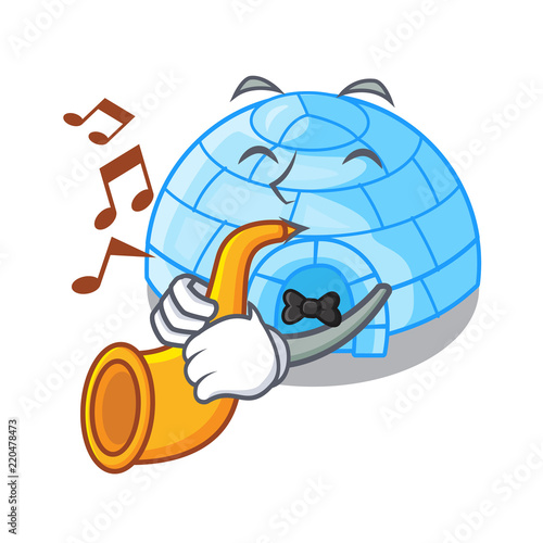 With heart igloo ice house isolated on mascot