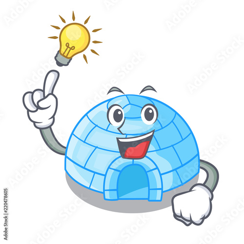 Have an idea cartoon ice house igloo on snowing day