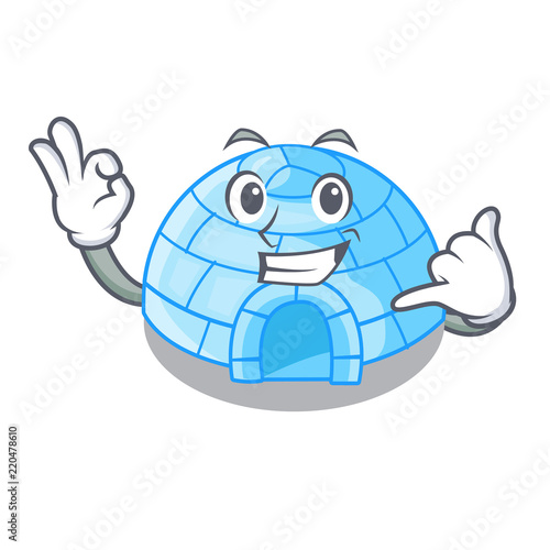 Call me cartoon ice house igloo on snowing day