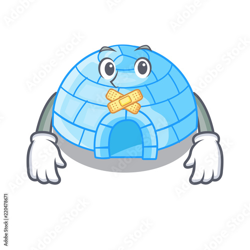 Silent cartoon ice house igloo on snowing day