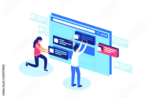 Web designers team create website page design