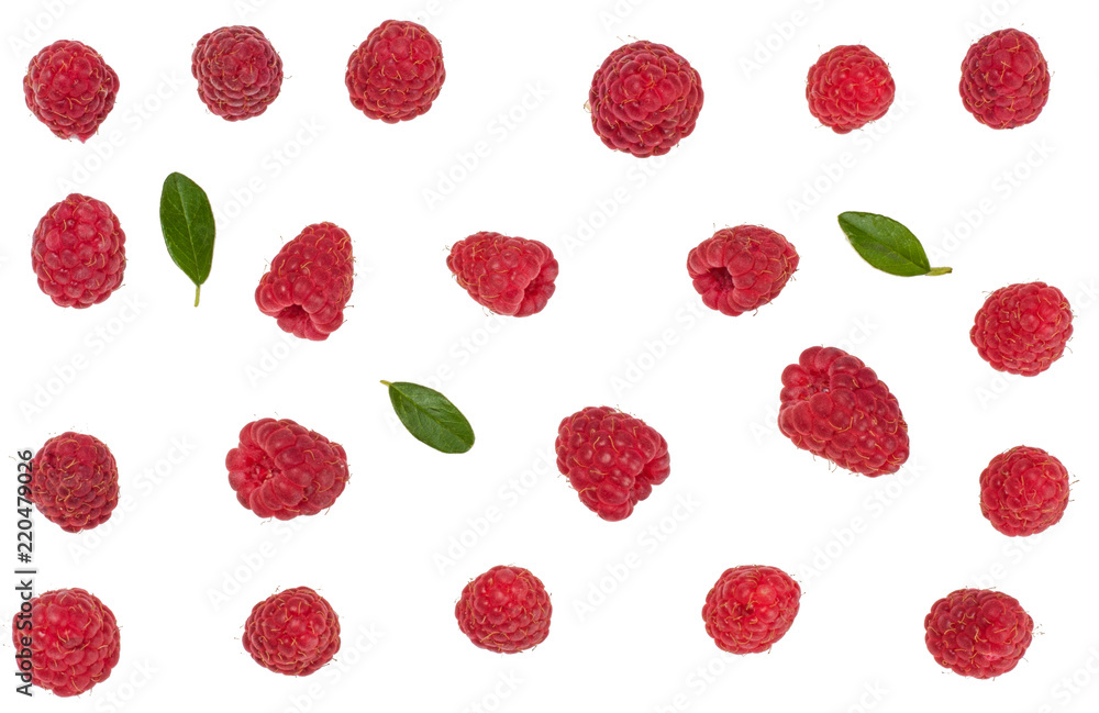 Raspberries isolated on white. Top view Raspberries isolated on white. Top view