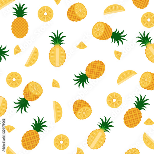 Vector illustration of pineapple pattern isolated on white background 