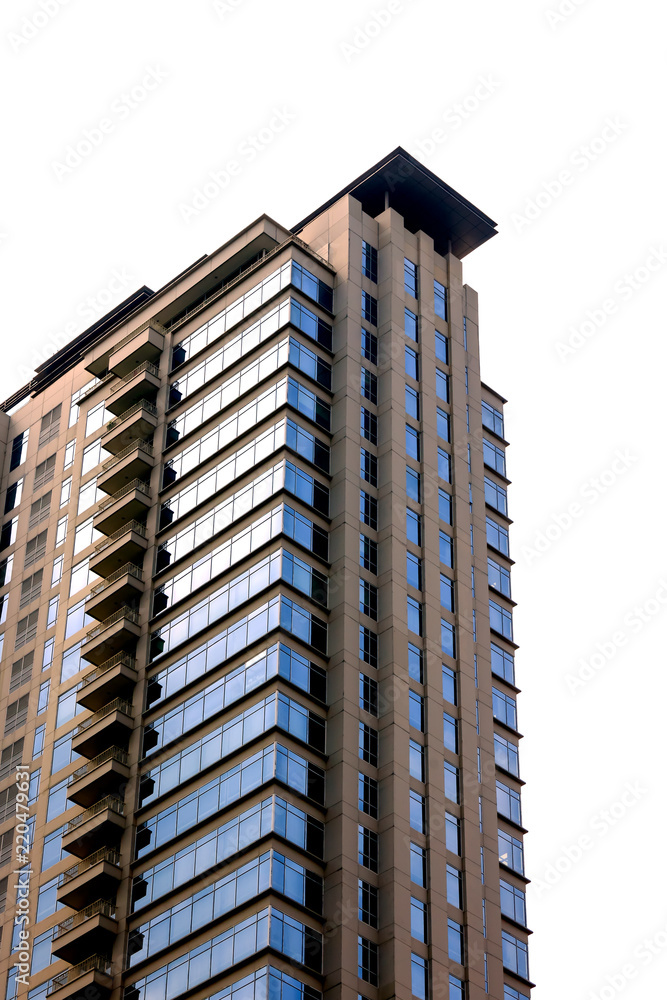 Glass Building on White Isolated Background
