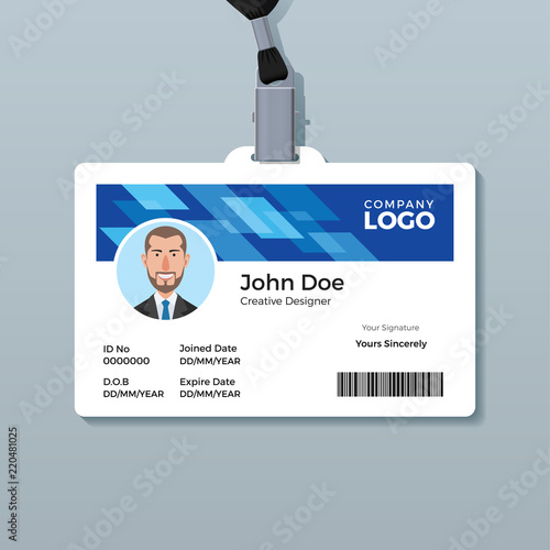 Blue Office ID Badge Design Template
