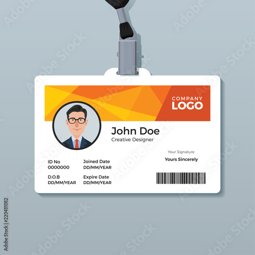 Orange Polygon ID Card Template