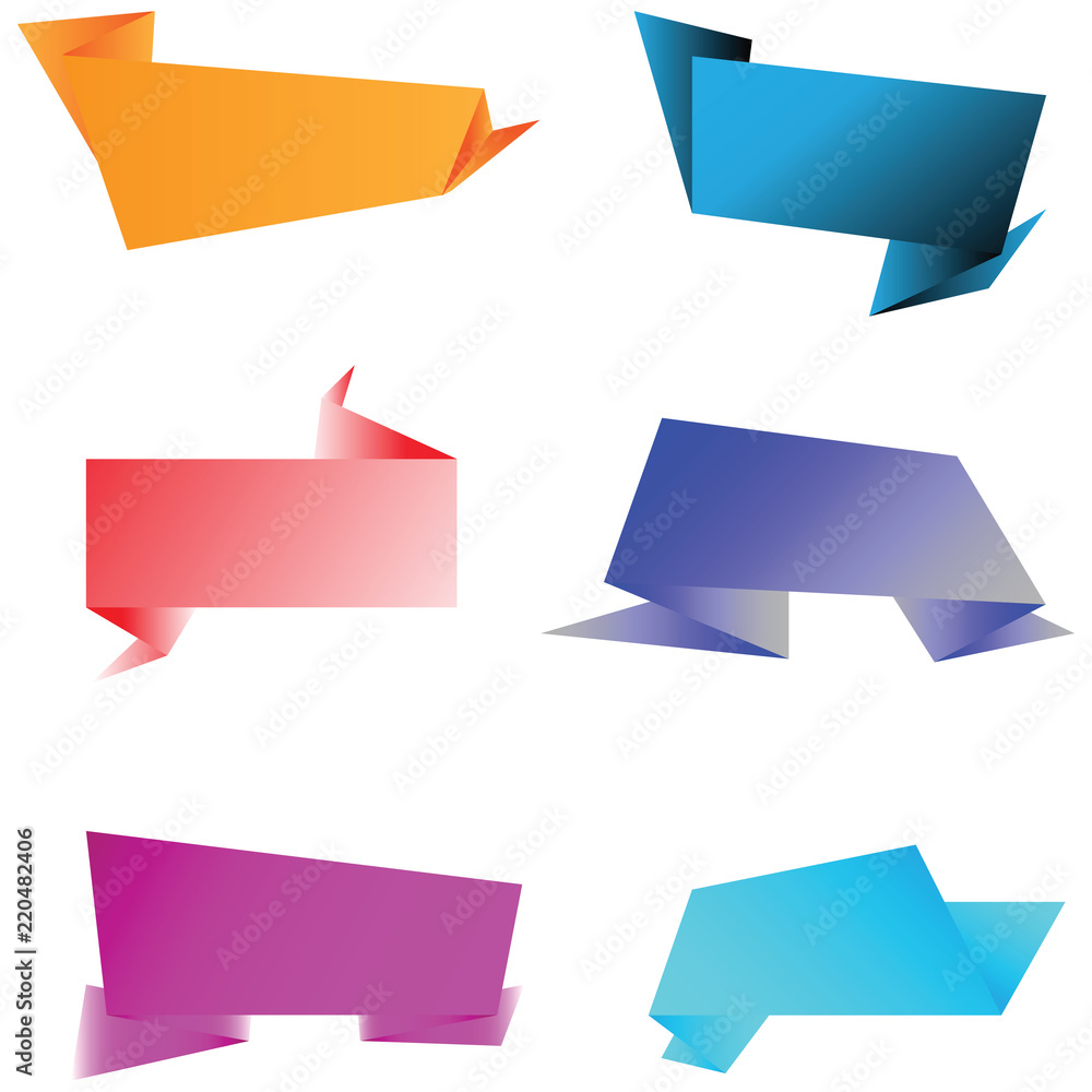 Set of origami banners for web design, vector illustration. Set of origami banners for web design, vector illustration.