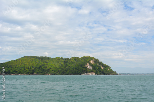 Summer landscape with sea and mountain range with sky  Beautiful tropical Thailand island.