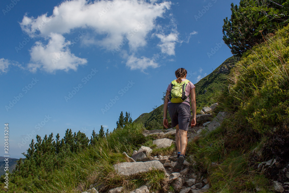 Young women hiking in the woods