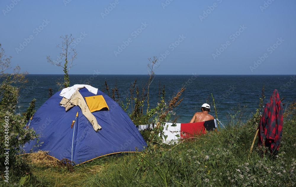 Camping on Vama Veche beach,a non-mainstream tourist destination on the Black Sea coast, near the border with Bulgaria,popular destination for tourists from entire world.