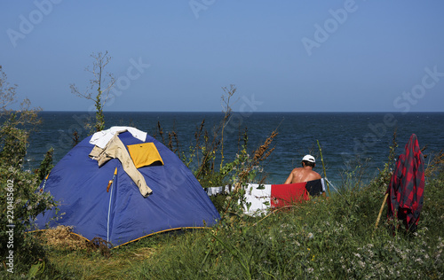 Camping on Vama Veche beach a non-mainstream tourist destination on the Black Sea coast  near the border with Bulgaria popular destination for tourists from entire world.