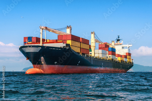 Logistics and transportation of International Container Cargo ship photo