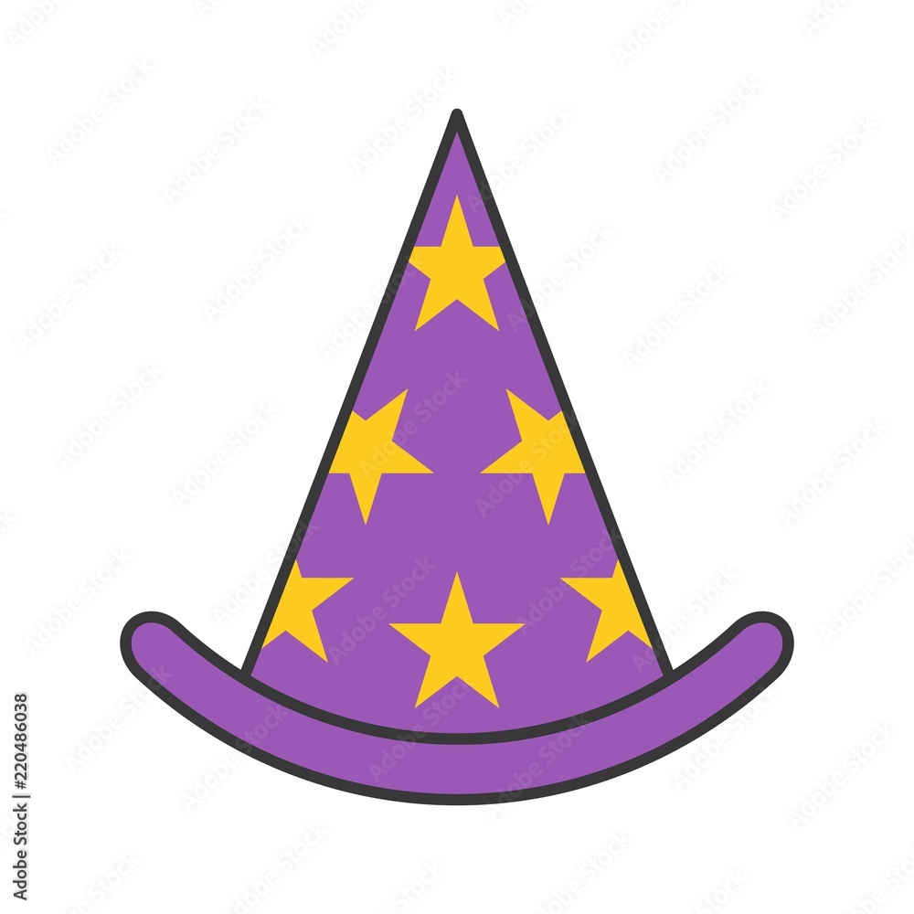 Fototapeta premium wizard hat, Halloween related icon, filled outline design editable stroke