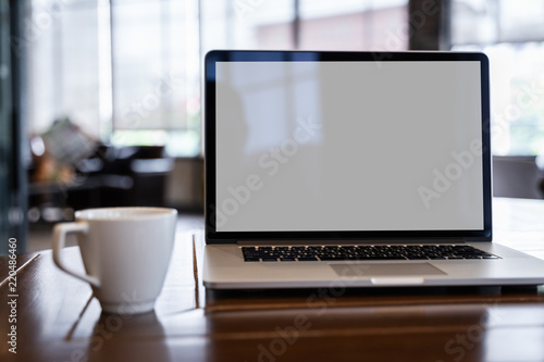 mock up Using laptop with blank screen computer modern